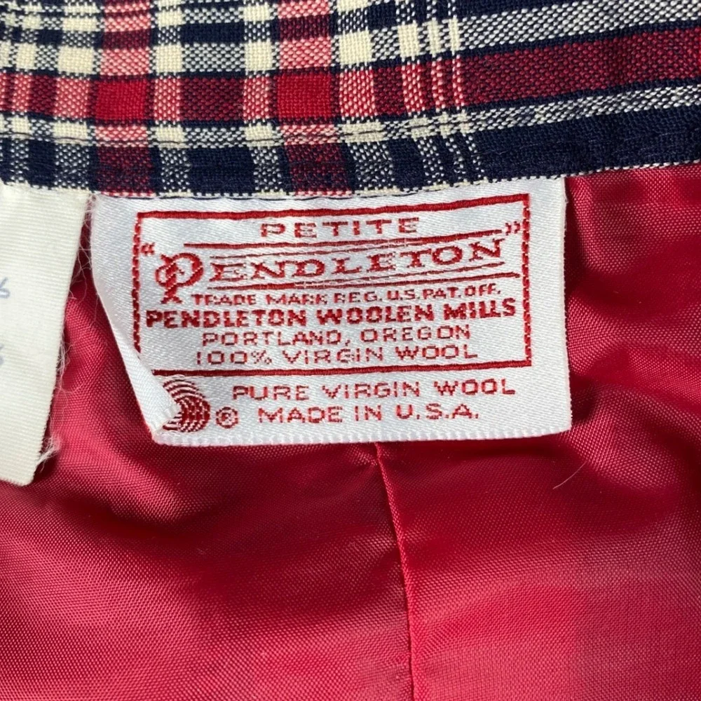 Vintage Petite Pendleton Red Plaid Wool Midi Skirt Size 14 P627-906 Made‎ in USA